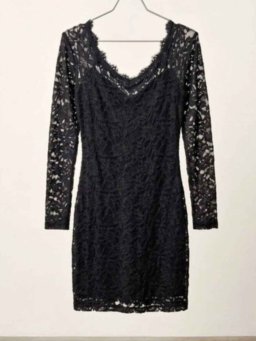 Black Lace Long Sleeve Mini Dress